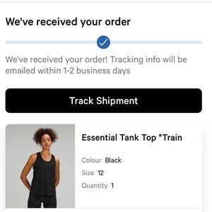 Lululemon Tank - size 12 - used for running - black-EUC